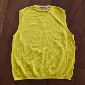 Carriage Court Vintage 90s Yellow Knit Sweater Vest Combed Cotton‎ XL